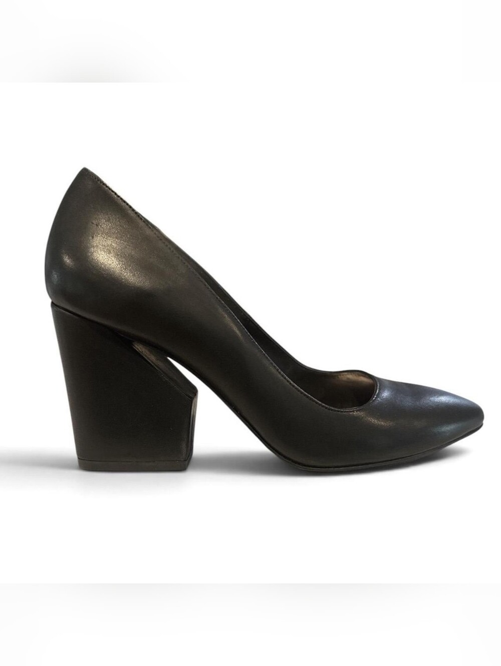 COS Black Leather Pointed Pumps with Gold Insoles